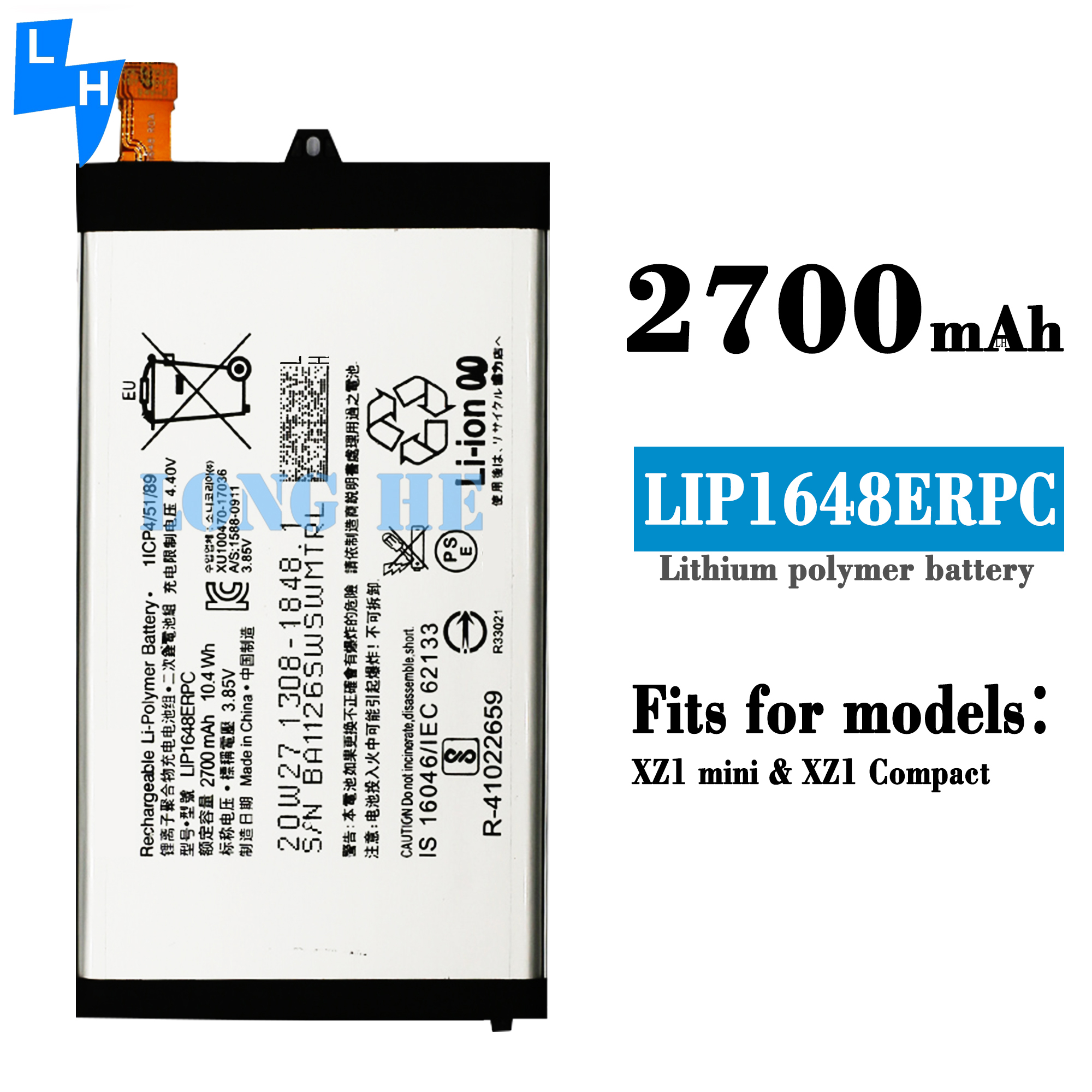 2700mAh Rechargeable Batteries for Sony Xperia XZ1 mini SO-02K Mobile Phone LIP1648ERPC