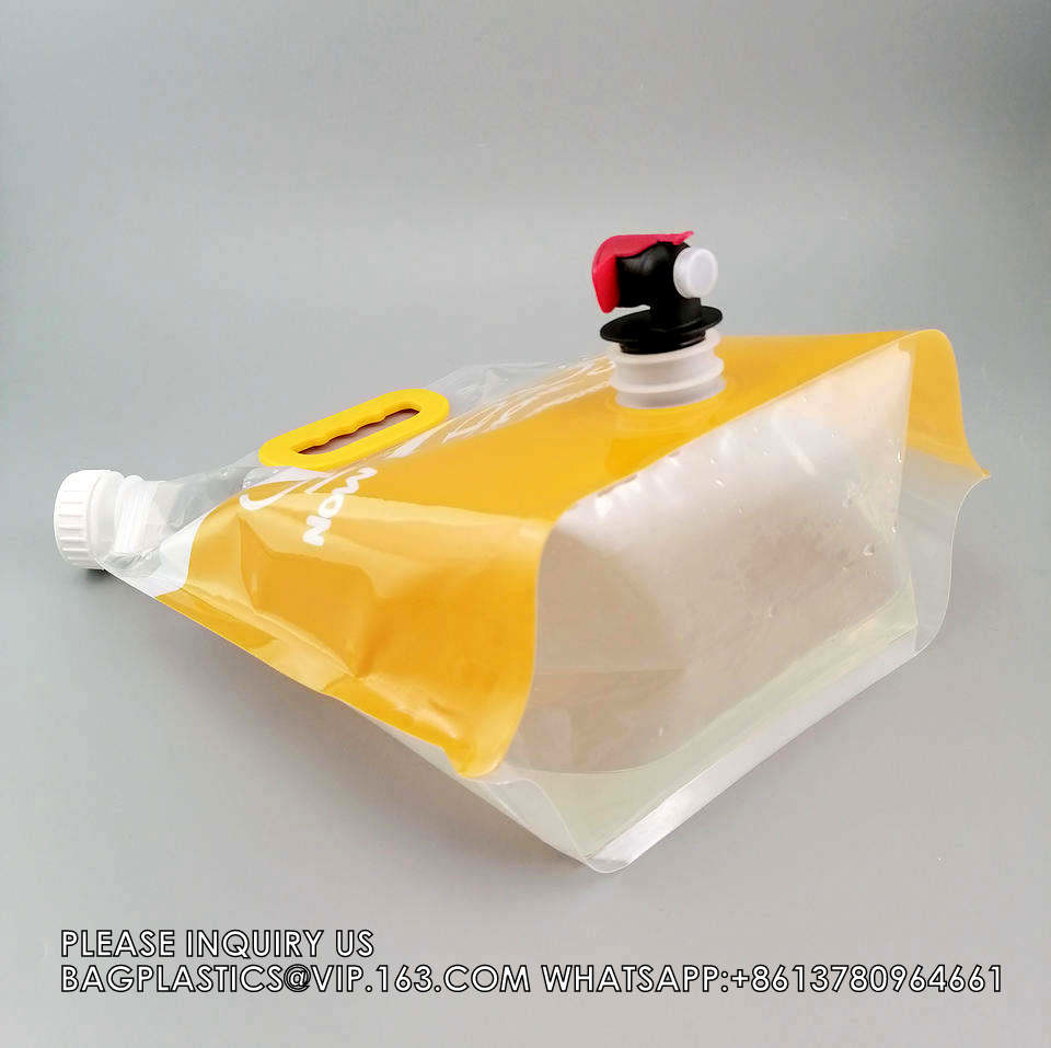 8L Stand Up Pouch With Tap Dispenser Big Foldable Pouches Standing Pouch Dispenser Plastic Bags With Spout Tap