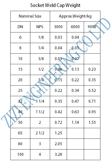 Socket Weld Steel Pipe Caps Stainless Steel 316 Material 2 Inch Size Class 6000