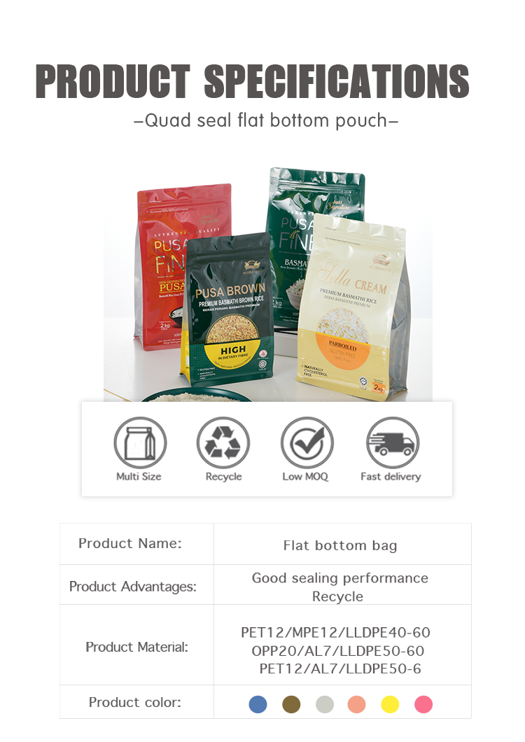 10lbs 15Lbs Laminated Handle Hole Rice Packaging Bag With Clear Window