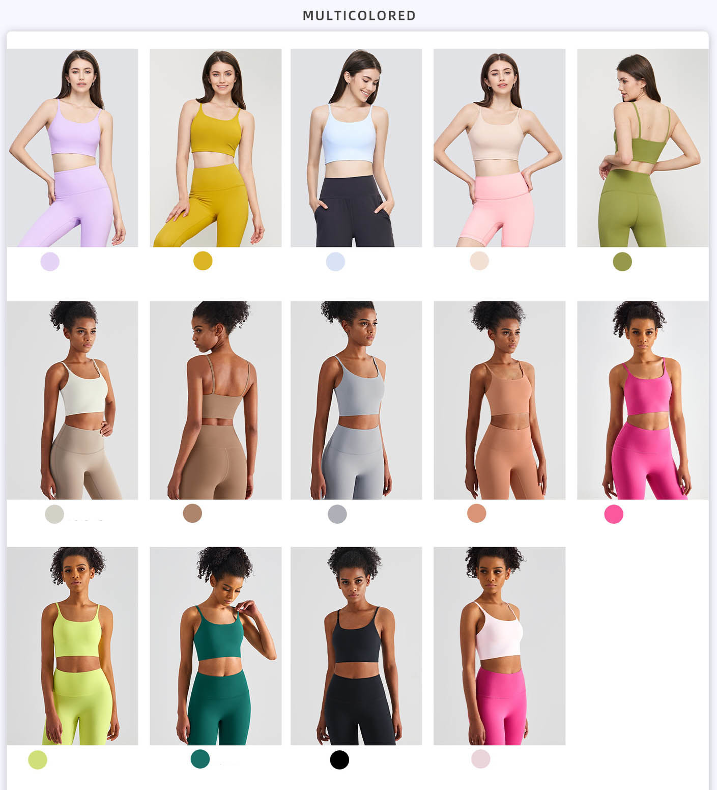 Multi colors Drop Shipping U-Neck Long Sleeveless Seamless Yoga Tank Top Vests For Women