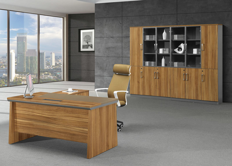 Fantastic Executive Office Furniture , Walnut Office Desk Large Storage Capability