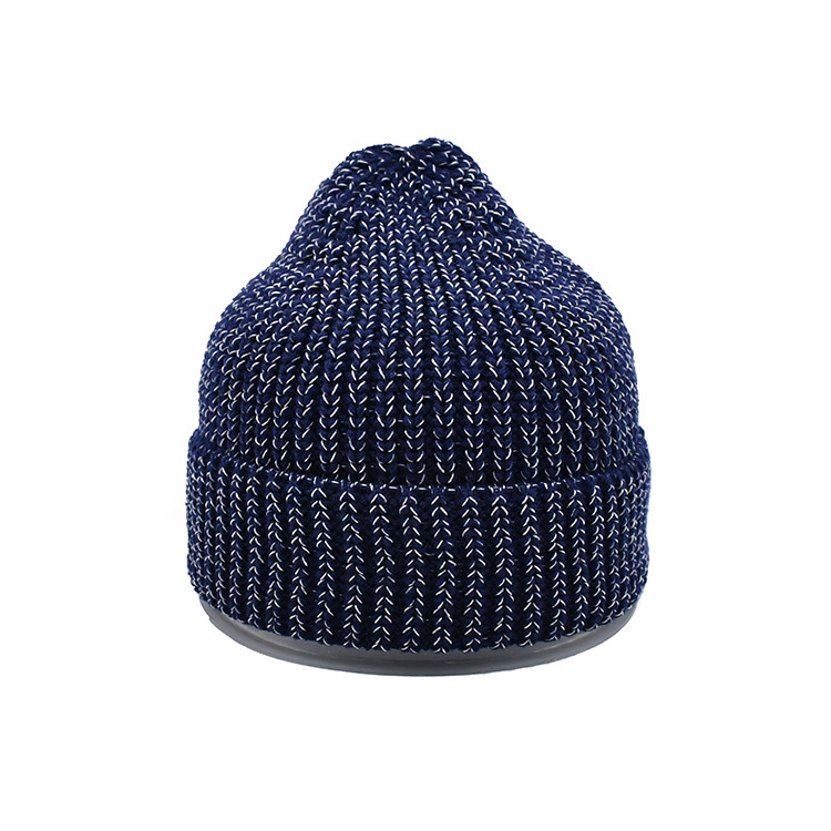 60cm Winter Beanie Hat Men Reflective Yarn Knit Skull Soft Warm Fold Up Cuff Daily Beanie Caps