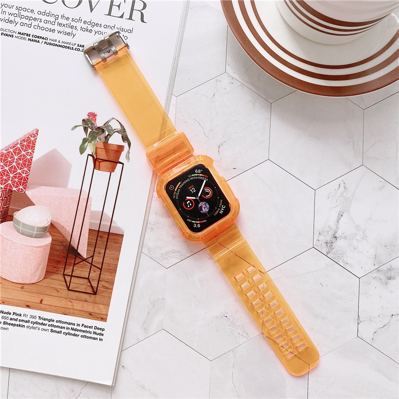 Transparent Integrated TPU Silicone Watchband Width 23mm Protective Shell