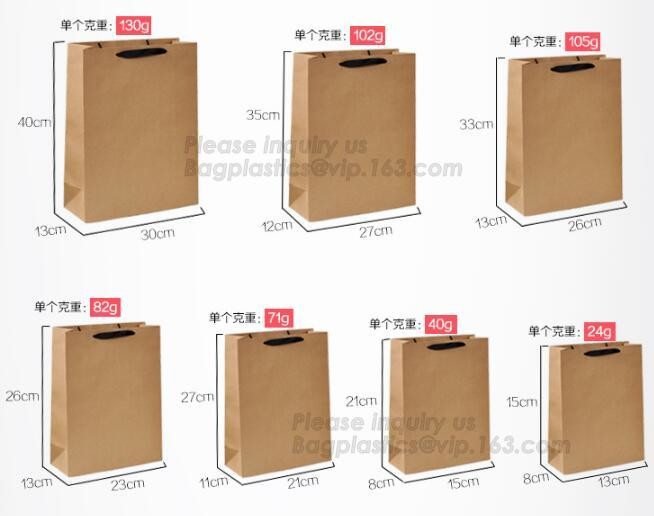 Custom Printed Accept Wholesale Stock White Brown Kraft Paper Shopping Bag With Handle No Minimum, carrier handle bags