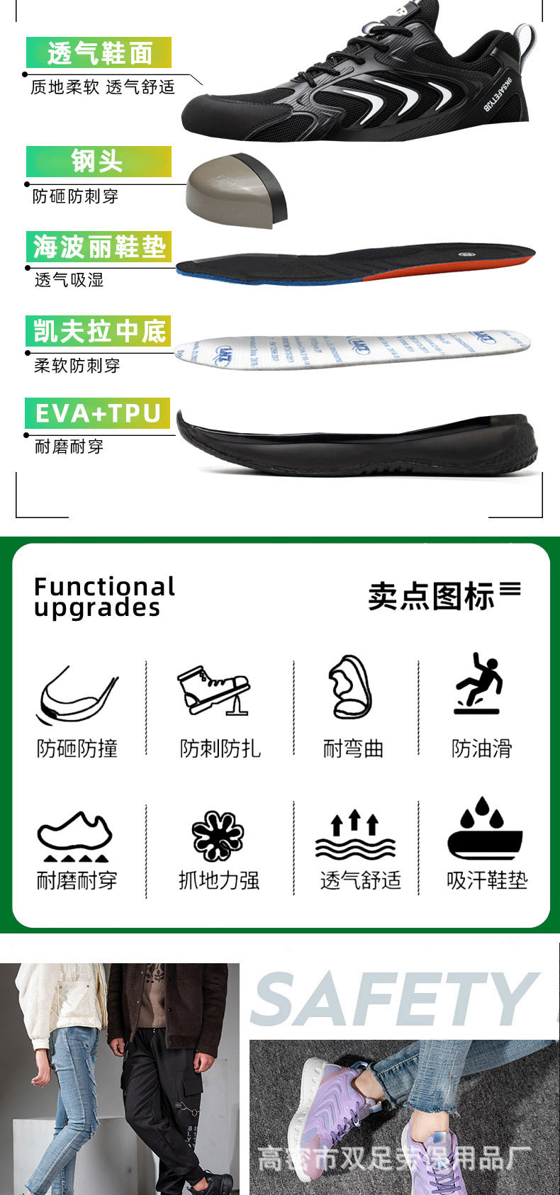 Unisex Flying Knit Work Shoes Breathable Comfortable Safety Shoes Construction Boots Prevent Smashing Work Shoes
