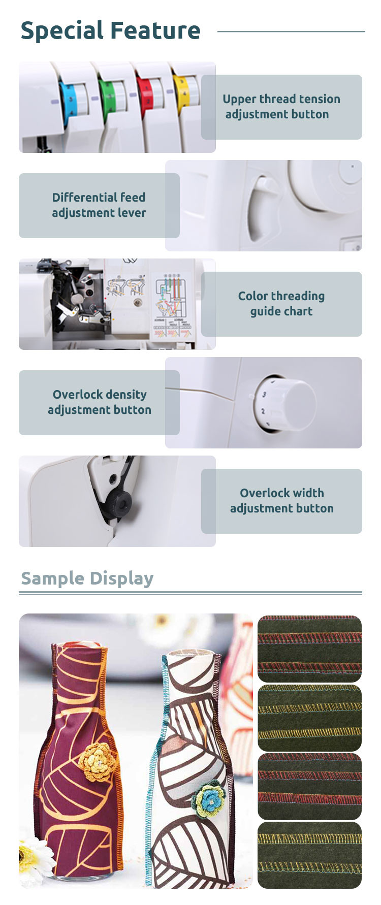 1mm Four Thread Overlock Sewing Machine 6.2kg Double Head