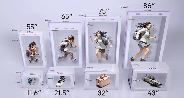 21.5/32/55/86 Inch Transparent LCD Display Box With Interactive Touch Screen Hologram Boxes