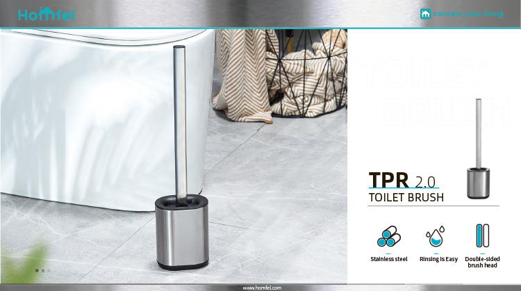 Stainless Steel Compact Bathroom TPR Toilet Brush Holder SET Hot Europe Style Durable Cup Material Polypropylene