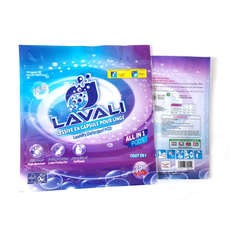 Custom Eco Friendly EVOH PE Fully Recyclable Stand Up Pouches With Ziplock For Laundry Detergent Pods Packaging