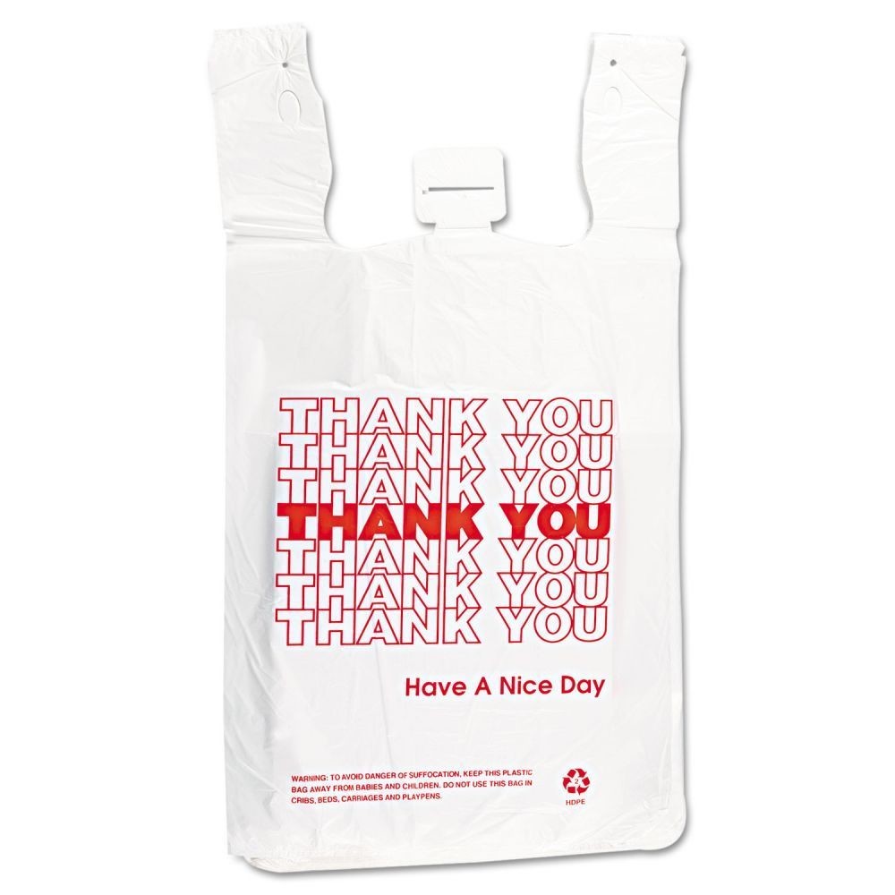 T Shirts Carry-out Thank You Bags 11.5" X 6.25" X 21" , Black colour , HDPE material