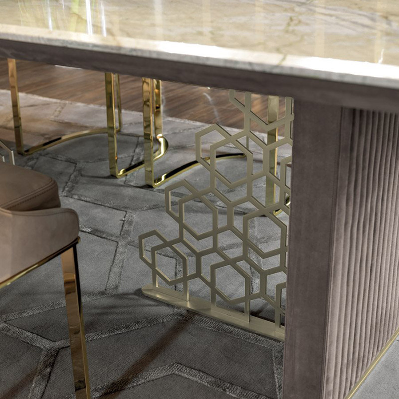 Italian Minimalist Custom Marble Dining Table Rectangular Stainless Steel