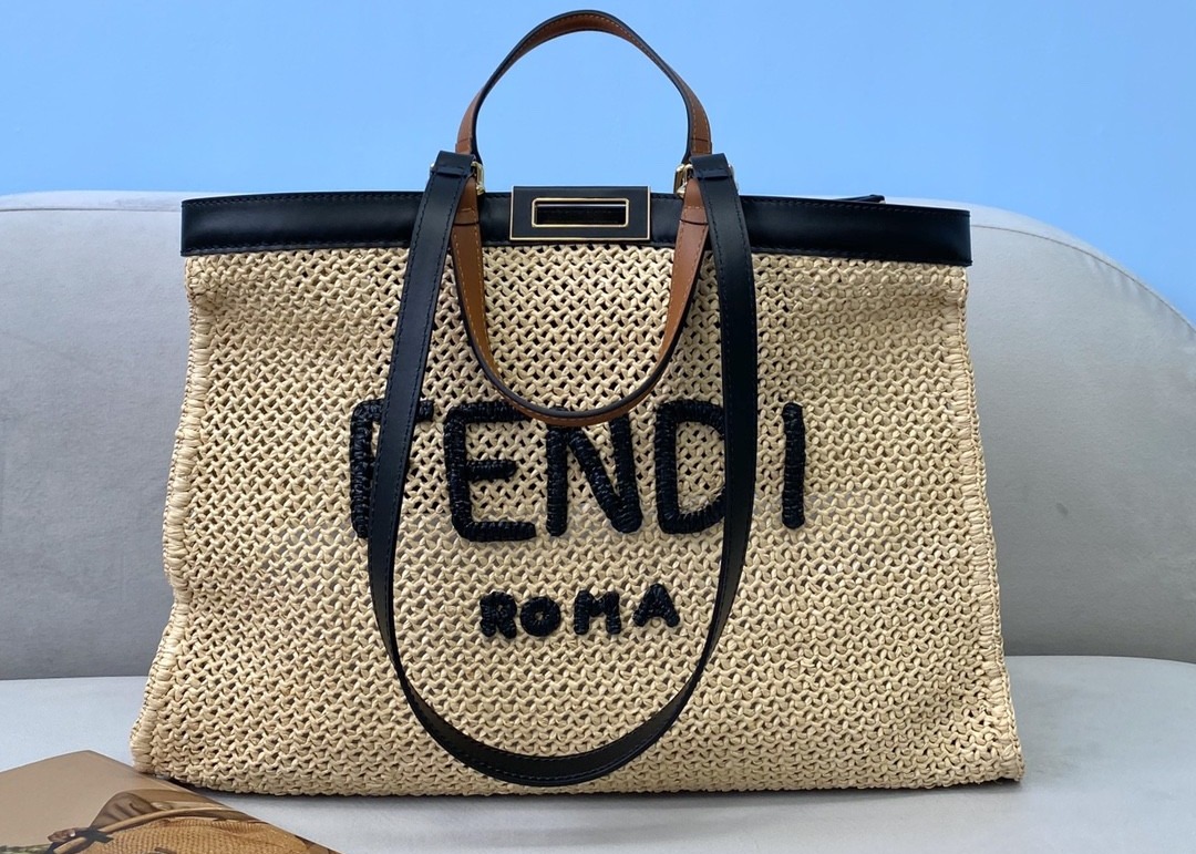 Peekaboox Apricot 41cm Hand Woven Tote Bag Lazy French Style