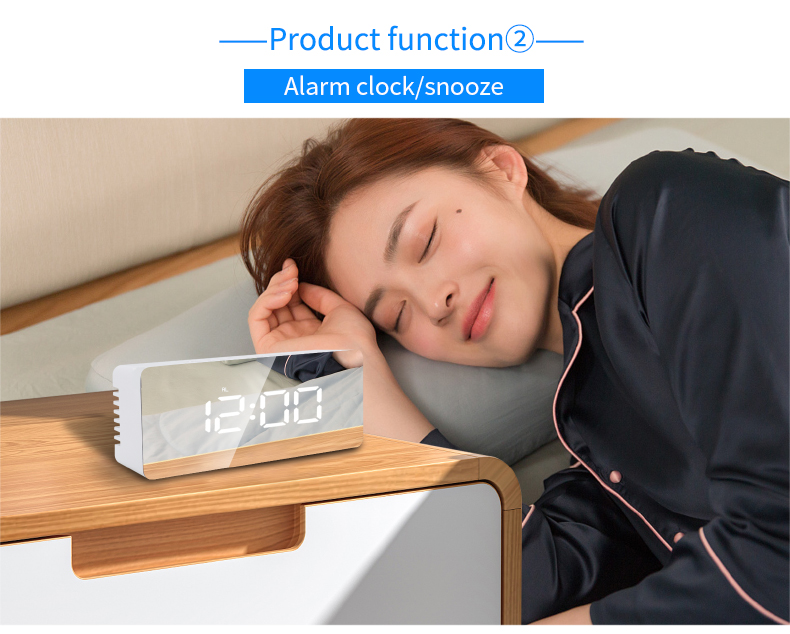 Household Thermometers Creative LED Mirror Digital Electronic Clock For Bedside Gift