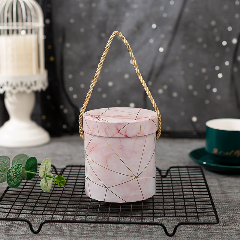 UV Coating Marble Carry-On Bucket Flower Box With Your Own Logo For Other Gift Craft