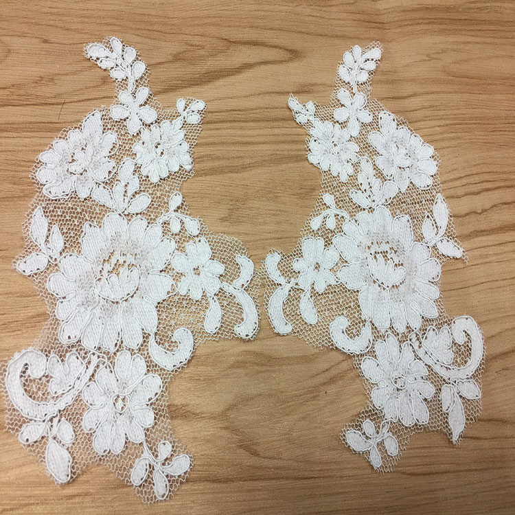 Jacquard Cord Eyelash Lace Applique for Wedding Bridal Dress