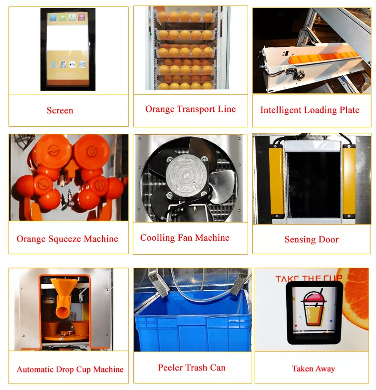 Auto Multipayments Fresh Orange Juice Vending Machine With Display Screen