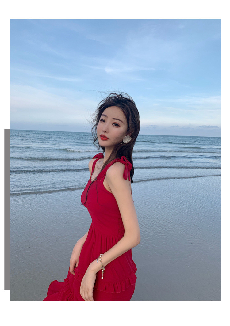 Super Fairy Red 105cm Ladies Summer Beach Dresses