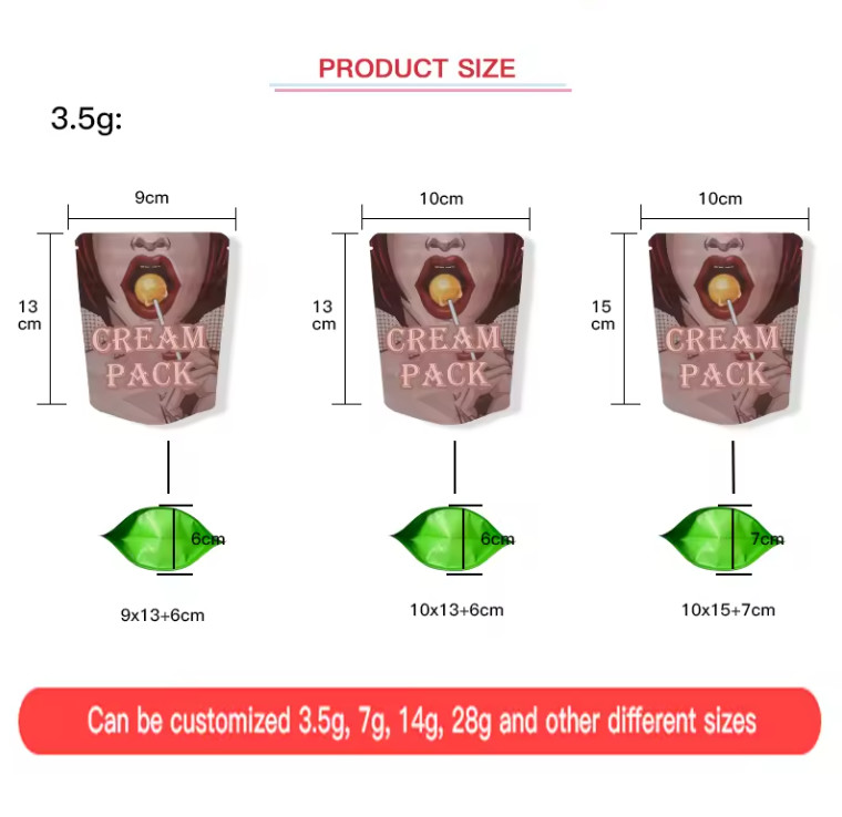 Custom 1g 3.5 G 7g Printed Laminated Plastic Edible Pouch Smell Proof Bag Packaging Zipper Stand Up Eatable Mylar Bags
