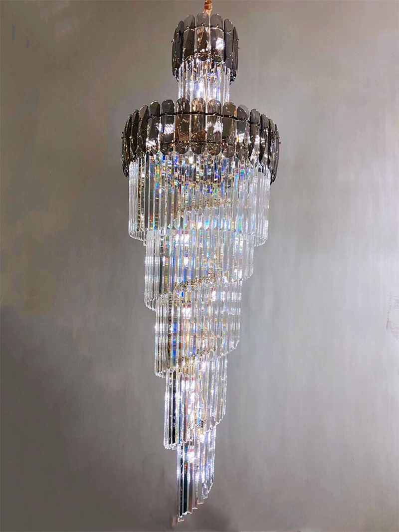 Luxury crystal chandelier for staircase spiral design modern crystal lamp(WH-NC-95)