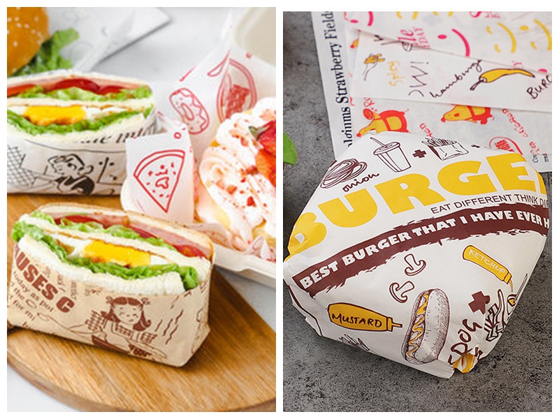 45g + 15g  PE Glossy Coated Food Grade White Kraft Paper For Burger Packing