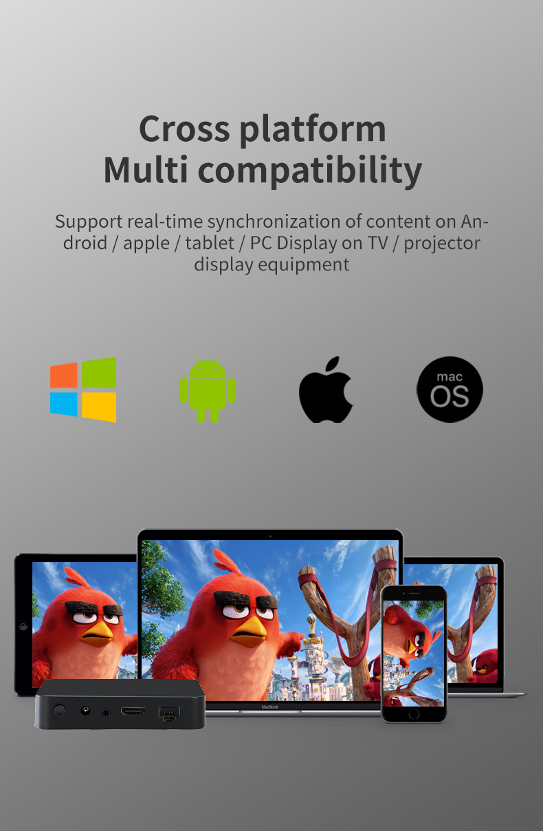 1080P BYOD Wireless Presentation 1980X1200 Audio Video Streaming For Projector