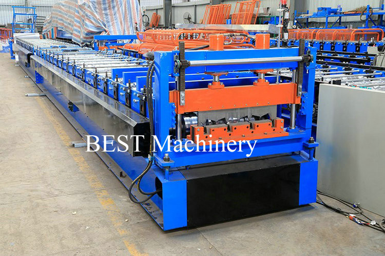 Floor Deck Roll Forming Machine Chain Or Gear Box Driven System Hydraulic Cutting Device