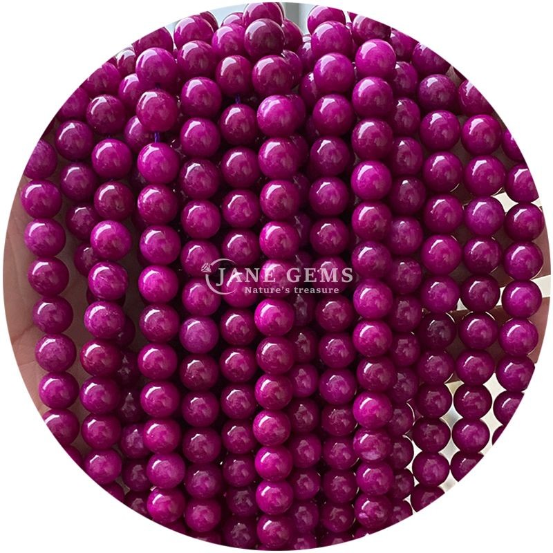 Wholesale Natural Crystal Gemstone Round Chalcedony Beads Jade Round Loose Bead Accessories for DIY Bracelet Necklace