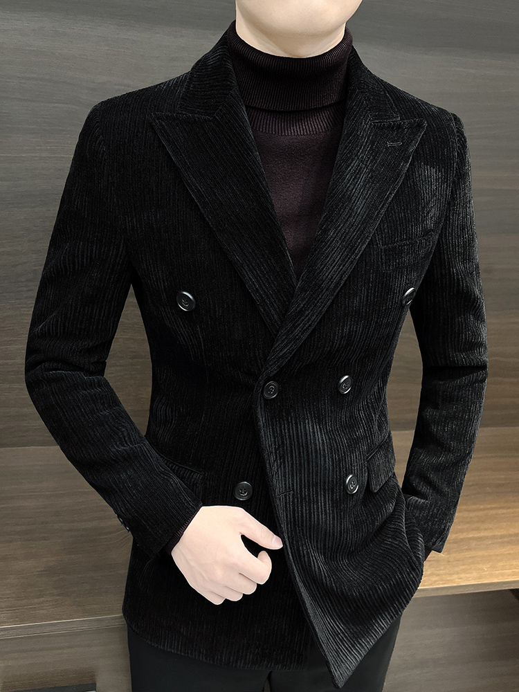 Customized Logo Printing Chenille Men's Winter Double-Breasted Suit Jacket Business