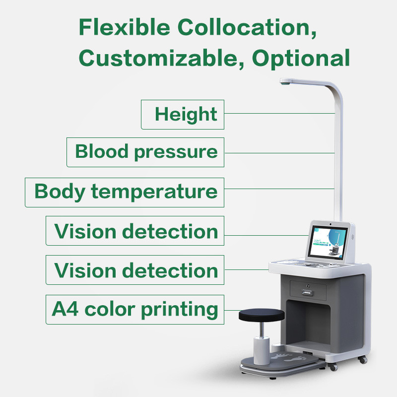 Patient Self Service Health Check Kiosk In Healthcare Medical Checkup Scale