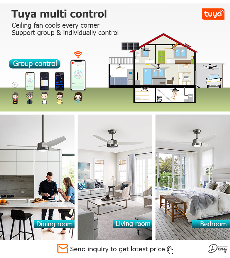 6 Speeds Choice ABS Ventilador Techo with Remote Control and 3 Color LED Light Source