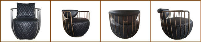 Distressed Vintage Caged Aviator Leather Chair Office Bar