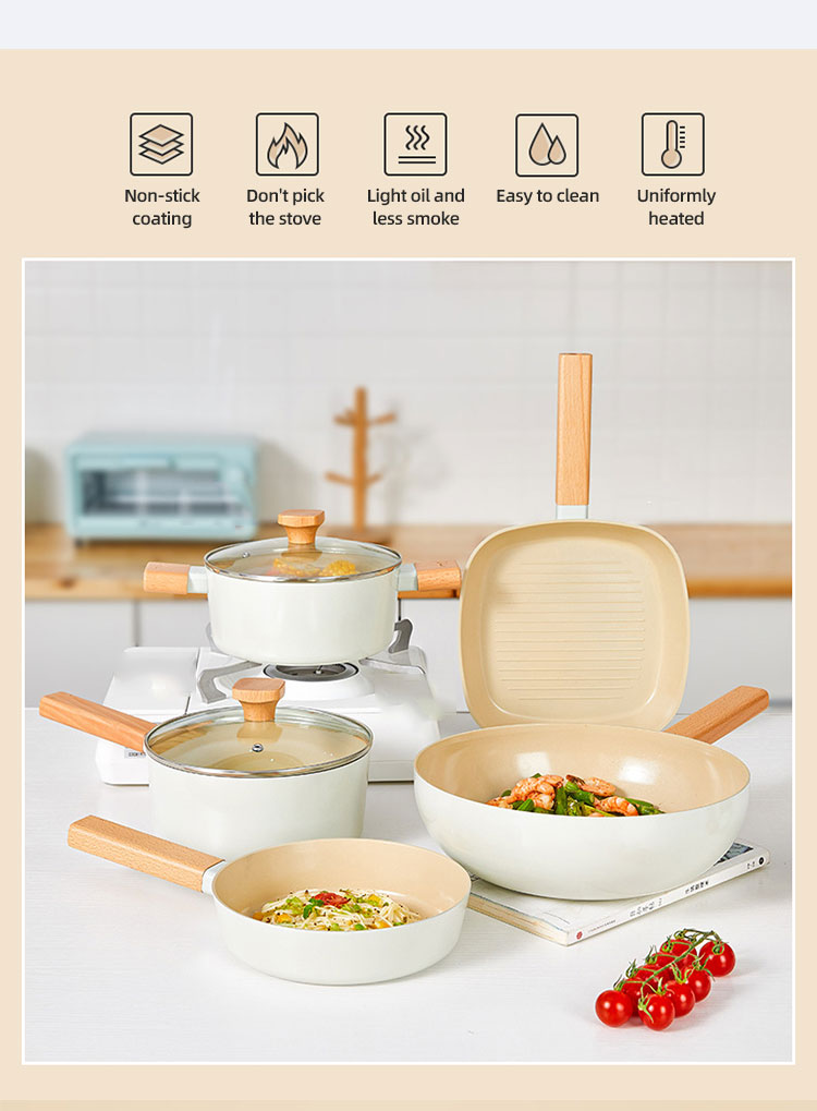 New Arrival Ceramic Coating Nonstick Cooking Pot Set Induction Cookware Cook Pot 7 Pcs Aluminum Non Stick Cookware Set