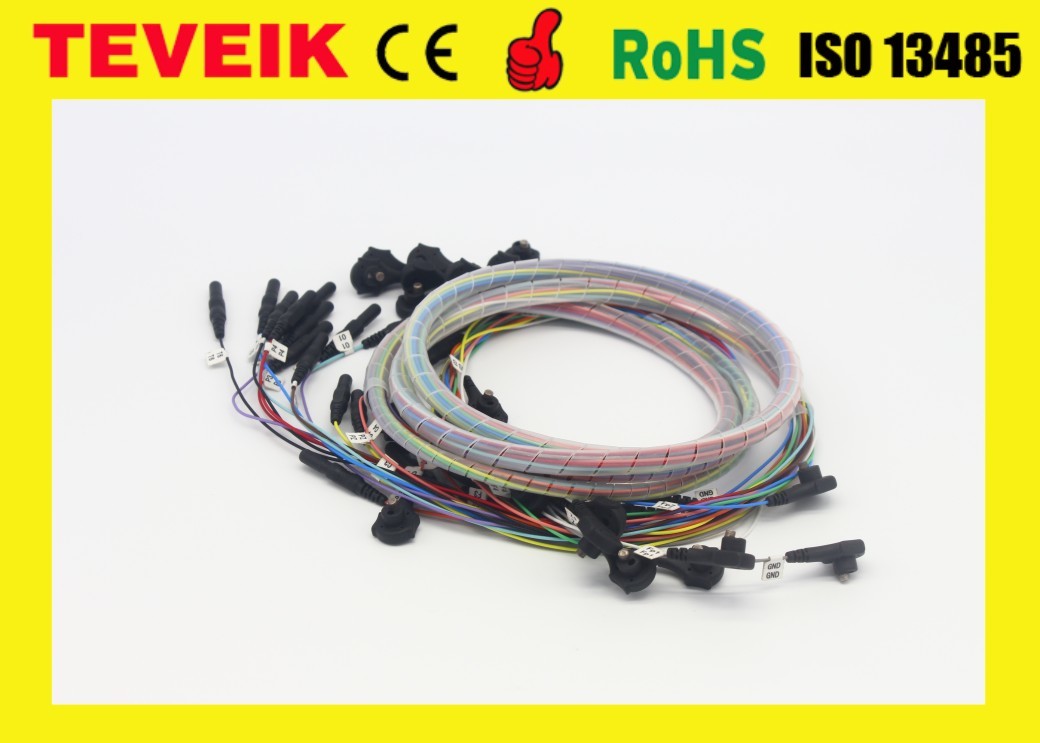 DIN1.5 socket EEG cable eeg cup electrode, colorful medical EEG cable