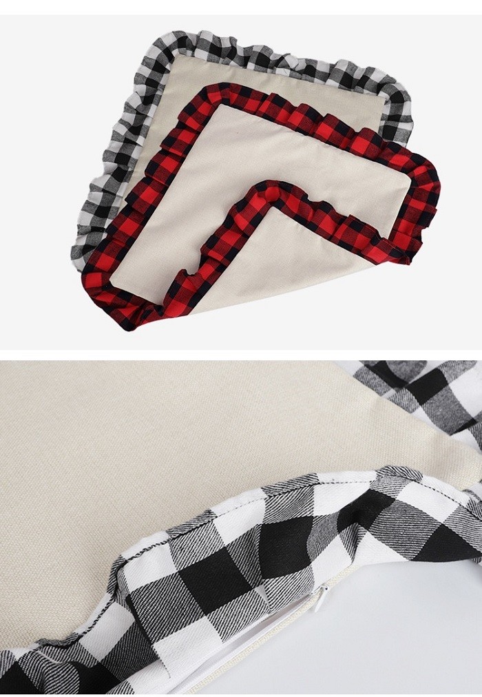 Double Sided Sublimation Pillow Case Blanks Printed Plaid Cotton Linen Pillow Case