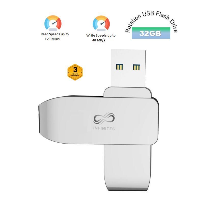 Infinites Rotation USB Flash Drive 32GB Provide 32-256GB a Variety of Capacity Options 120m/S Read Speed and 30MB/S Write Speed U Disks