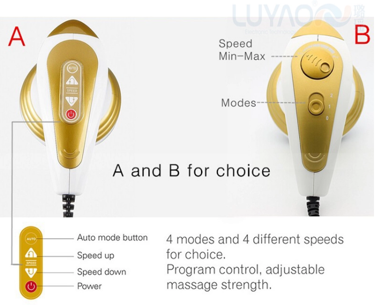 Stepless Speed Adjustment Anti Cellulite Electric Massager With LED Light