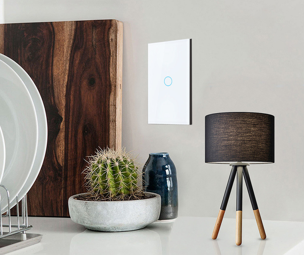 Tuya US standard 1gang APP Control Glass Touch Operated Smart Wifi Light Dimmer Switch