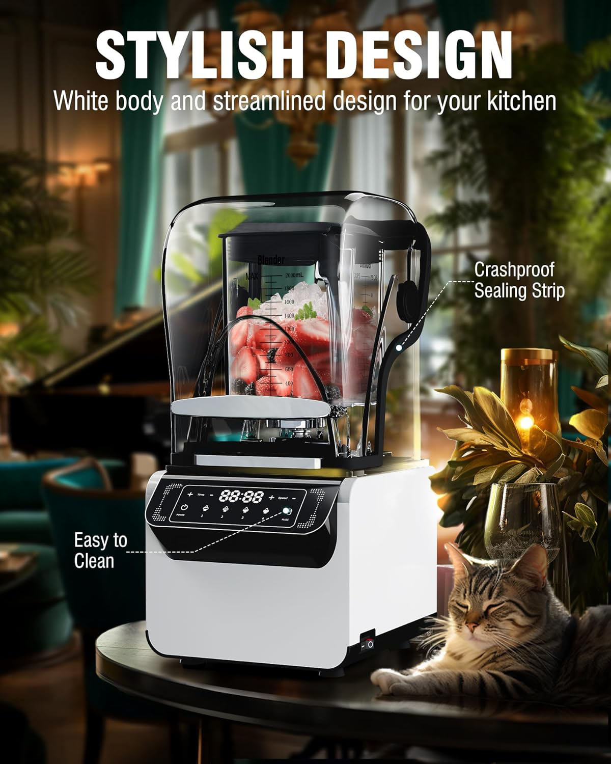 Coffee Shop Professional Equipment Powerful Smoothie Blender With Soundproof Cover