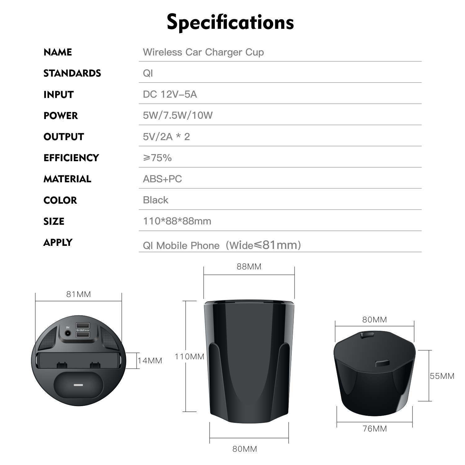 Package Contents Wireless Charging Pad for Silicone Car Mount Qi Wireless Charger