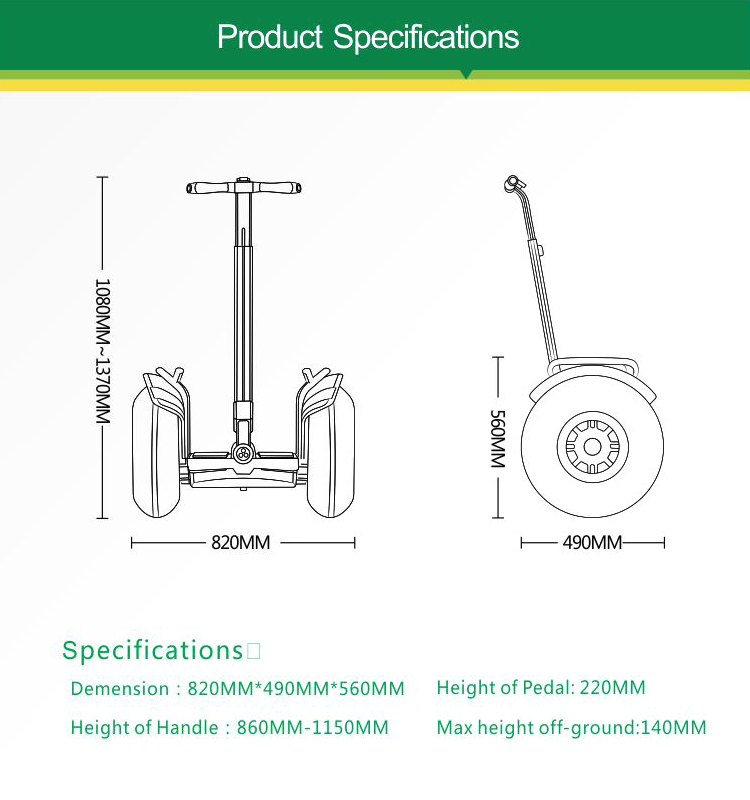 Self Balancing Adult Powerful Electric Scooters Two Wheel Patrol Use 2400w