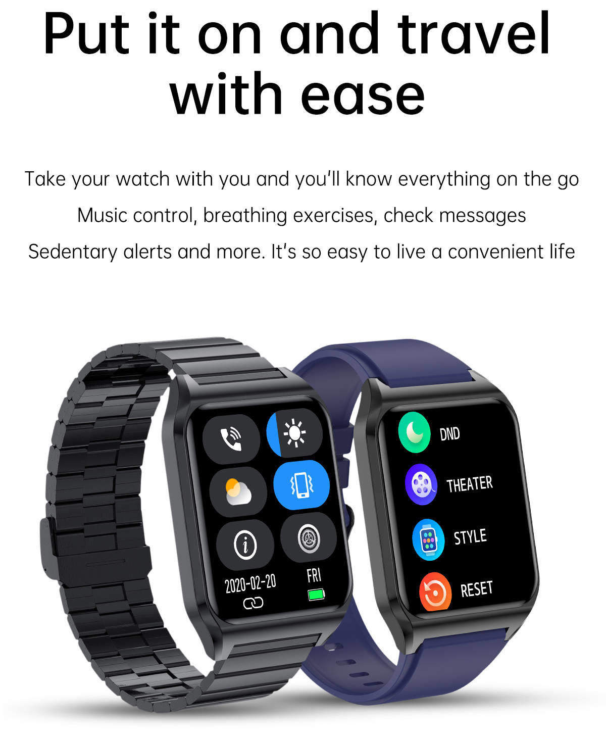 Square Screen Bluetooth Smart Watch Body Temperature Blood Pressure Monitoring