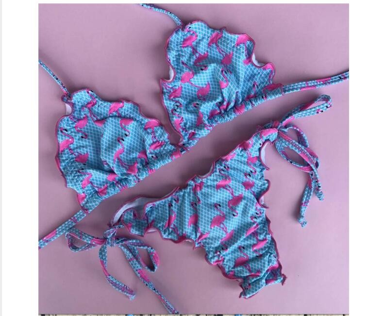 Swimwear button 2018 Sexy Bikinis women swimsuit brazilian woman Bandeau Push up Vintage Bikini Set Biquini beachwear