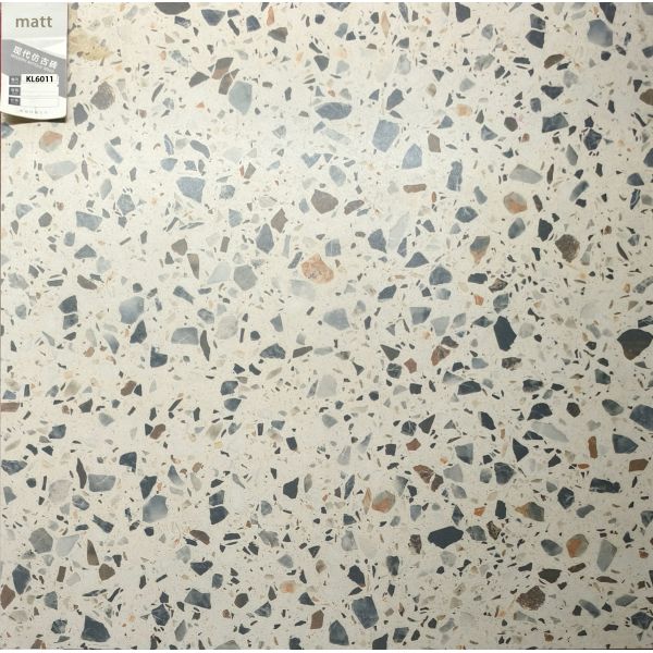 Stylish Beige 600x600mm Terrazzo Ceramic Indoor Floor Tiles For Apartment and Living Room