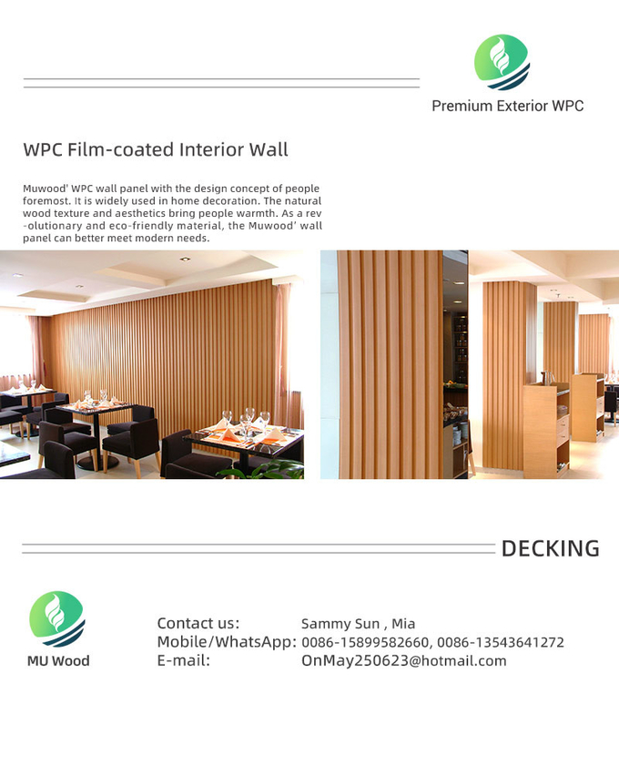 Custom Wood Plastic Composite Wall Panel Cladding Weather Resistance ISO
