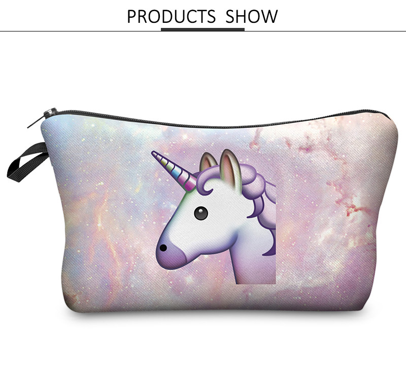 Travel Essential Unicorn Print Waterproof Zipper Toiletry Wash Bag