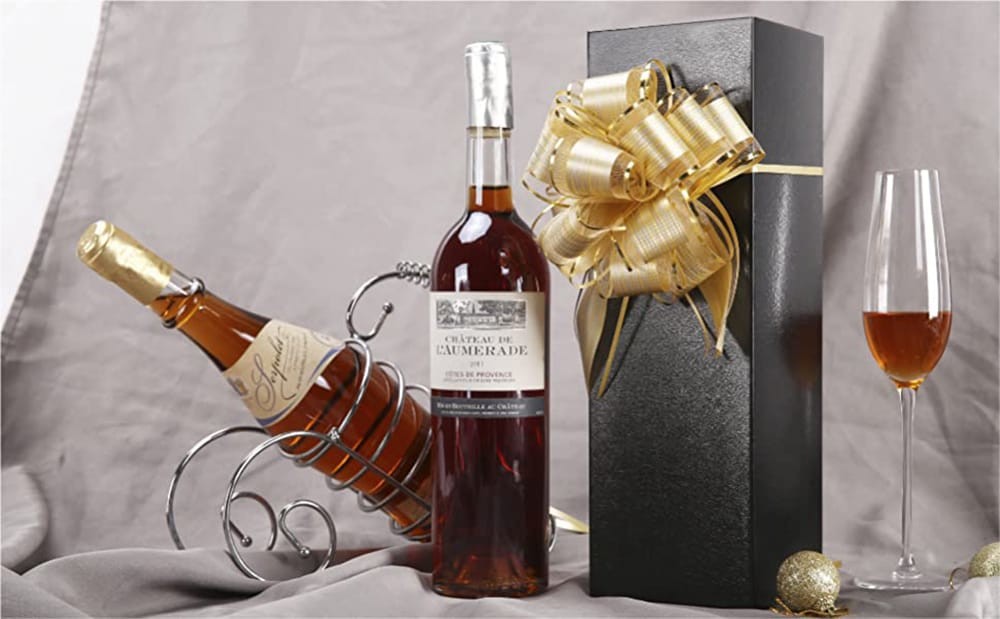 Foldable Embossed Wine Gift Box Packaging , Liquor Bottle Gift Box Cardboard Glossy Black
