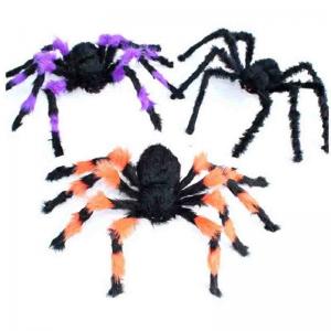 China Customized Halloween Party Crafts Halloween Props Black Wool Cloth Soft Spider on sale