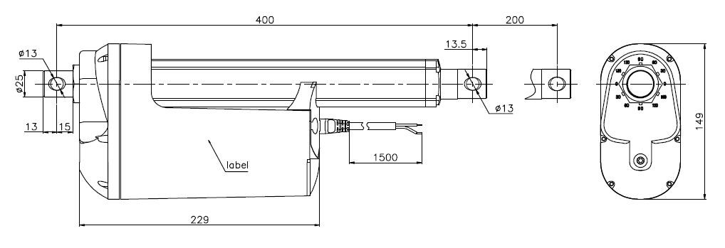 lead screw/ball screw linear actuator 12v motor 1000lbs IP66, for working platforms