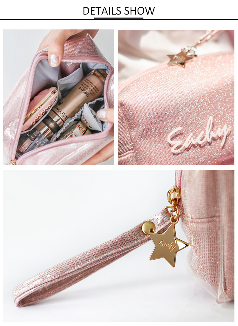 Shiny PU Makeup Bag Portable Travel Zipper Cosmetic Bag Organizer